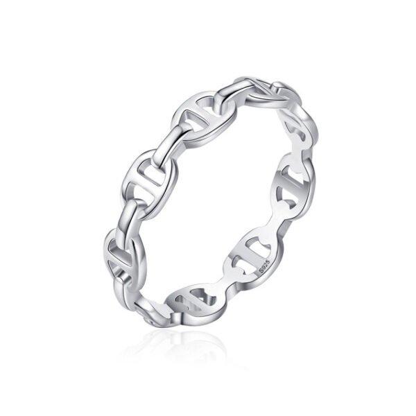 925 sterling silver geometric chain ring female European and American INS simple personality ring tail ring niche cold style bracelet