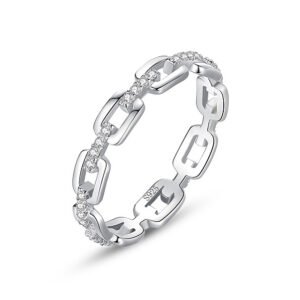 S925 sterling silver flash diamond chain ring women's European and American fashion food finger ring online popular ins all-match ring cross-border wholesale