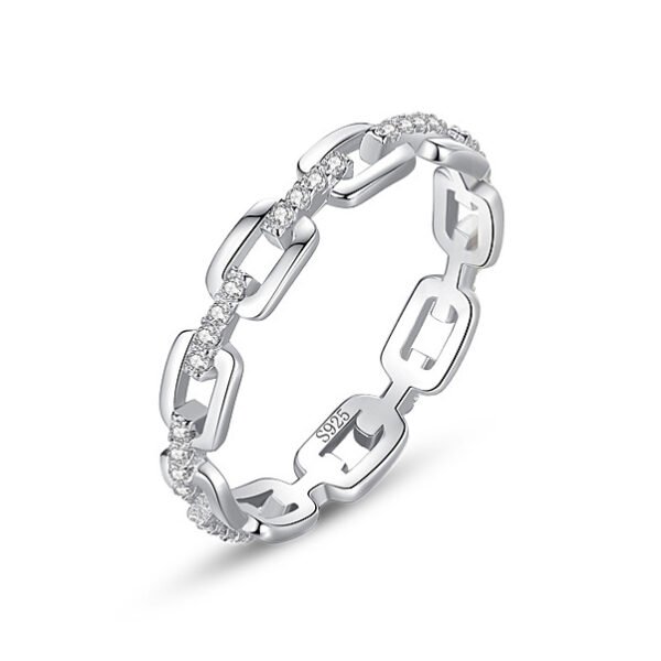 S925 sterling silver flash diamond chain ring women's European and American fashion food finger ring online popular ins all-match ring cross-border wholesale