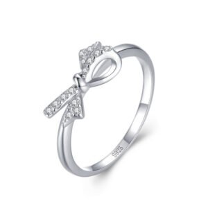 s925 Sterling Silver Bow Ring Women's Japanese and Korean Sweet Small Fresh Micro Diamond Index Finger Ring Valentine's Day Gift