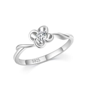s925 sterling silver four-leaf petal diamond ring Women's niche high-end exquisite ring Tanabata gift jewelry