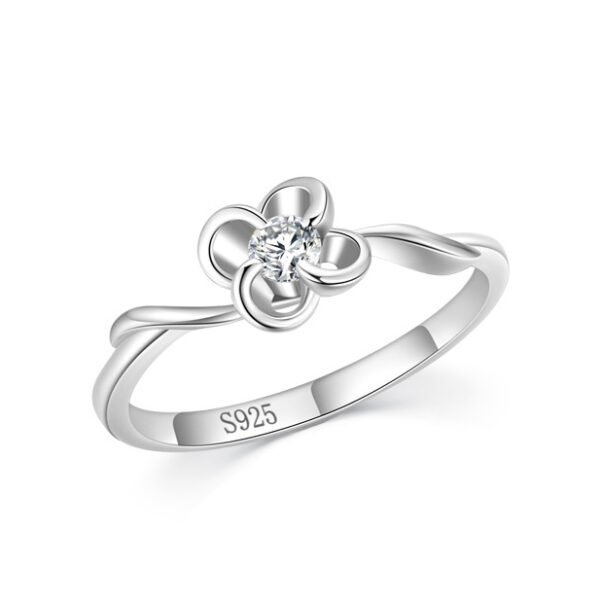 s925 sterling silver four-leaf petal diamond ring Women's niche high-end exquisite ring Tanabata gift jewelry