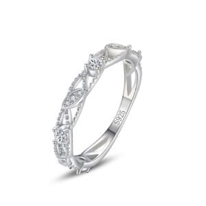 S925 Sterling Silver Ring Women's Sweet Rose Leaves Hollow Flash Diamond Ring Luxury All-match Silver Jewelry Factory Direct Approval