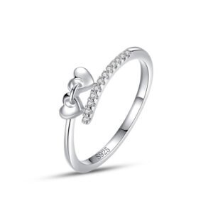 S925 Sterling Silver Heart Ring Women's Japanese and Korean Style Simple Sweet Love Micro-inlaid Index Finger Personality Cute All-match Ring