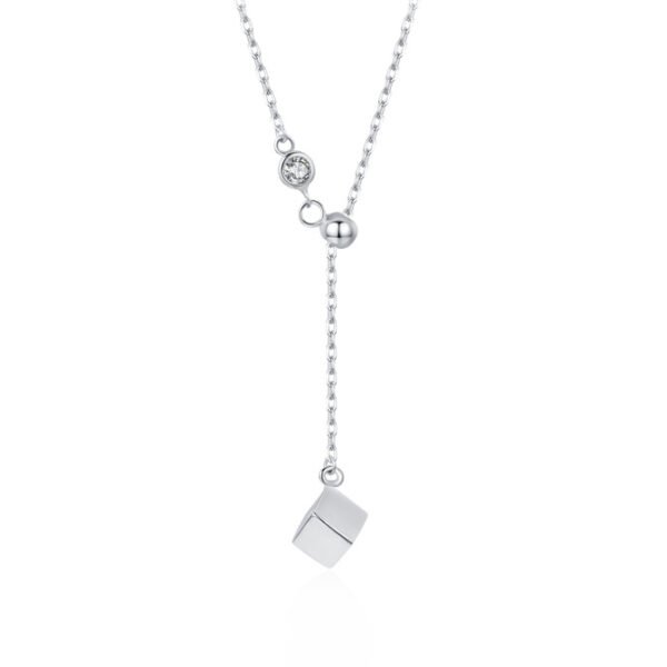 S925 simple square pendant adjustable necklace women's micro diamond ins style necklace