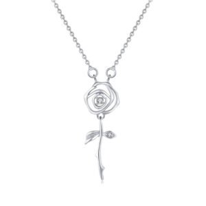 s925 Sterling Silver Vintage Romantic Rose Rose Pendant Necklace Women's European and American ins Cyber Celebrity Neck Chain Necklace Jewelry