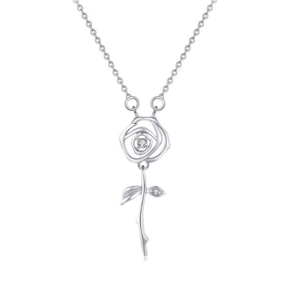 s925 Sterling Silver Vintage Romantic Rose Rose Pendant Necklace Women's European and American ins Cyber Celebrity Neck Chain Necklace Jewelry