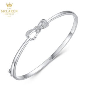 Bowknot Bangle in S925 Sterling Silver – Delicate Sparkle, Sweet Minimalism