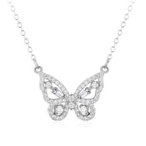 s925 sterling silver butterfly necklace Women's European and American-style light luxury ins cold style necklace all-match clavicle chain Valentine's Day gift