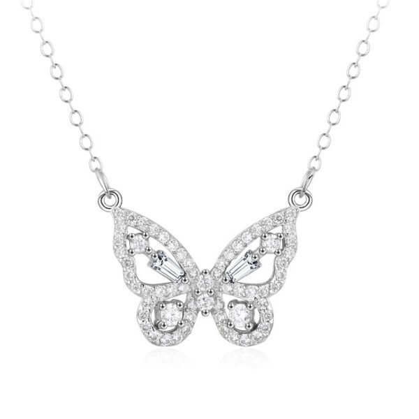 s925 sterling silver butterfly necklace Women's European and American-style light luxury ins cold style necklace all-match clavicle chain Valentine's Day gift