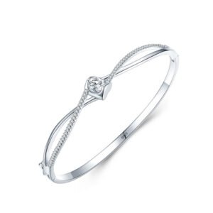 s925 Sterling Silver Bracelet Women's Korean-style Cross-border Fashion Cross-love Open-mouth Bracelet Light Luxury Hollow Diamond Hand Jewelry