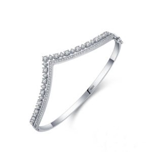 s925 Sterling Silver Bracelet Women's European and American Cross-border Fashion V-shaped Crown Bracelet Luxury High-end Diamond Opening Bracelet