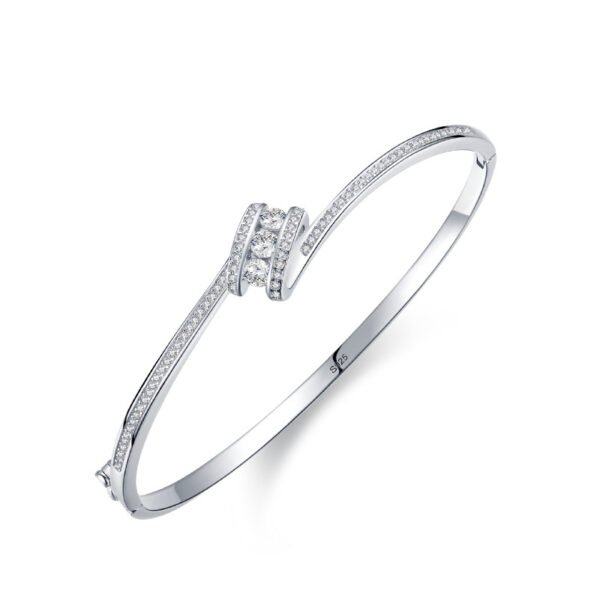 s925 Silver Bracelet Women's Korean Temperament Diamond-encrusted Niche Design Open-ended Bracelet ins Internet Celebrity High-end Hand Jewelry
