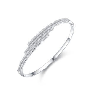 s925 Silver Bracelet Women's European and American Cross-border Fashion Line Diamond Opening Bracelet Light Luxury High-end Platinum Plated Jewelry