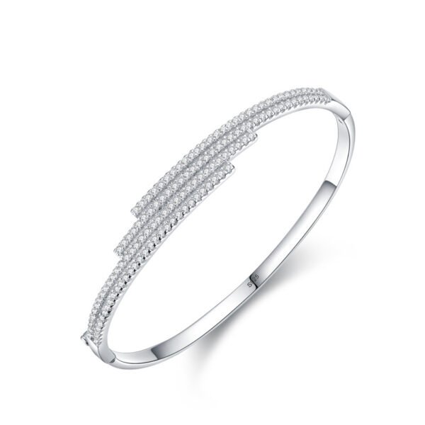 s925 Silver Bracelet Women's European and American Cross-border Fashion Line Diamond Opening Bracelet Light Luxury High-end Platinum Plated Jewelry