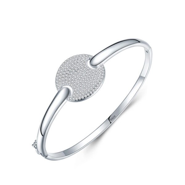 s925 Sterling Silver Round Diamond Bracelet Women's Korean Style Simple Fashion Open Bracelet Temperament High-grade Hand Jewelry Batch