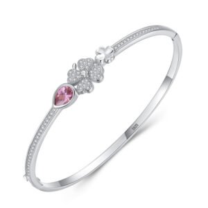 S925 sterling silver four-leaf clover full diamond bracelet women's small fresh lucky grass horse eye bracelet temperament high-end hand jewelry