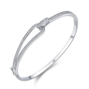 S925 Sterling Silver Bracelet Women's Personalized All-match Diamond-encrusted Geometric Bracelet European and American-style Cross-border Fashion High-end Hand Jewelry