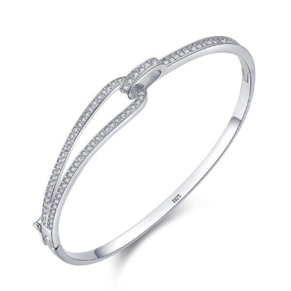 S925 Sterling Silver Bracelet Women's Personalized All-match Diamond-encrusted Geometric Bracelet European and American-style Cross-border Fashion High-end Hand Jewelry