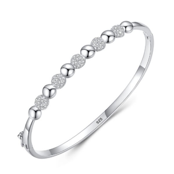 S925 Sterling Silver Bracelet Women's Cross-border Simple Design All-match Micro-inlaid Bracelet European and American Light Luxury High-end Fashion Bracelet
