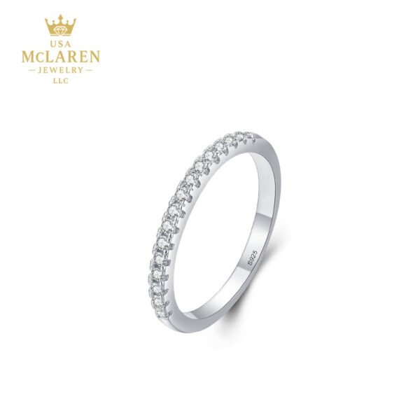 Minimalist Stacking Ring – Original Design in S925 Sterling Silver with Pavé CZ Diamonds
