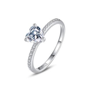 S925 Sterling Silver Love Zircon Ring Women's Light Luxury Heart-shaped Simulation Diamond Ring All-match Index Finger Ring Valentine's Day Gift
