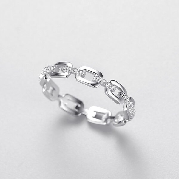 S925 sterling silver flash diamond chain ring women's European and American fashion food finger ring online popular ins all-match ring cross-border wholesale - Image 3