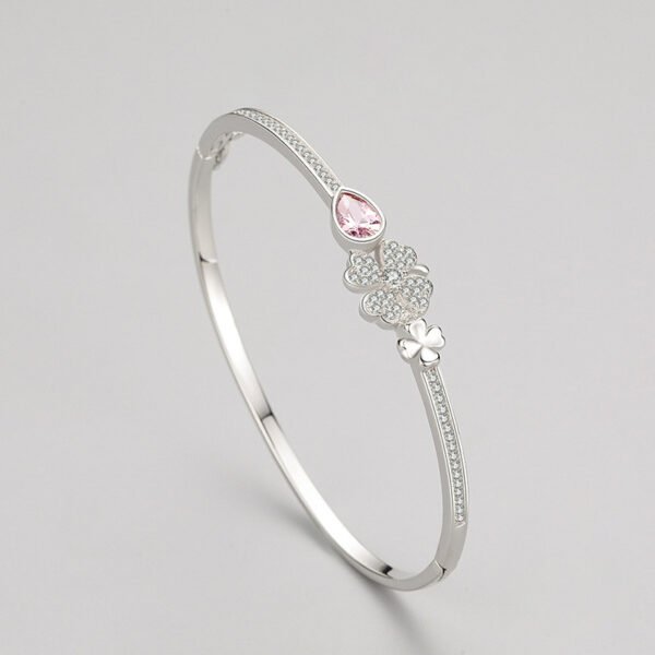 S925 sterling silver four-leaf clover full diamond bracelet women's small fresh lucky grass horse eye bracelet temperament high-end hand jewelry - Image 3