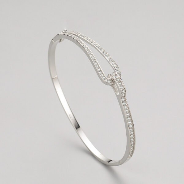 S925 Sterling Silver Bracelet Women's Personalized All-match Diamond-encrusted Geometric Bracelet European and American-style Cross-border Fashion High-end Hand Jewelry - Image 3