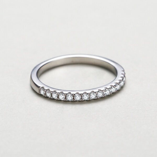 Minimalist Stacking Ring – Original Design in S925 Sterling Silver with Pavé CZ Diamonds - Image 2