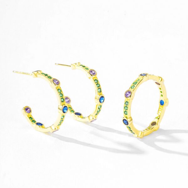Dopamine Rainbow CZ Ring in Gold Vermeil – S925 Sterling Silver, Bold & Joyful - Image 2