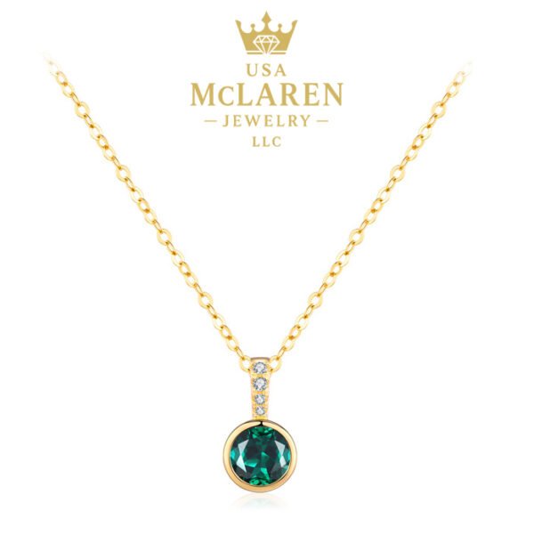Elegant Aquamarine CZ Pendant Necklace in S925 Sterling Silver - Image 3