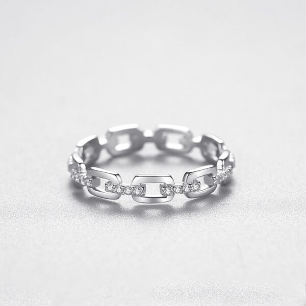 S925 sterling silver flash diamond chain ring women's European and American fashion food finger ring online popular ins all-match ring cross-border wholesale - Image 4
