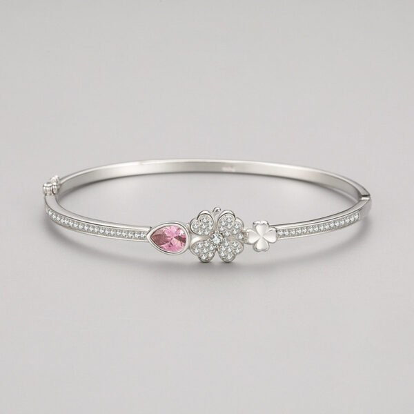 S925 sterling silver four-leaf clover full diamond bracelet women's small fresh lucky grass horse eye bracelet temperament high-end hand jewelry - Image 4
