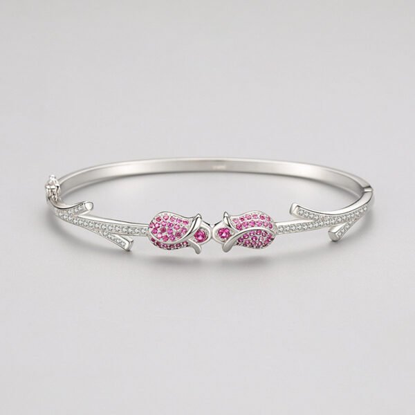 S925 Sterling Silver Rose Bracelet Women's European and American Sweet Elegant Bracelet Classic Joker Diamond Hand Jewelry Wholesale - Image 4
