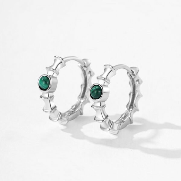 Malachite Drop Earrings in S925 Sterling Silver – Natural Elegance, Modern Soul - Image 3