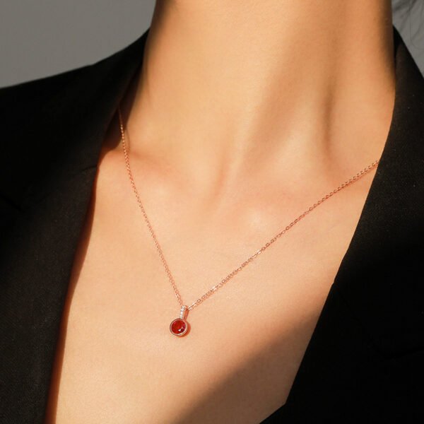 Elegant Aquamarine CZ Pendant Necklace in S925 Sterling Silver - Image 4