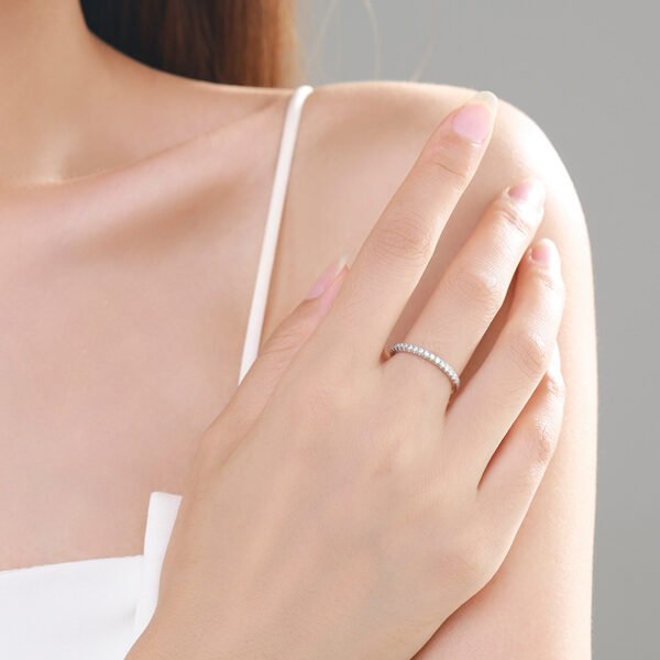 Minimalist Stacking Ring – Original Design in S925 Sterling Silver with Pavé CZ Diamonds - Image 4