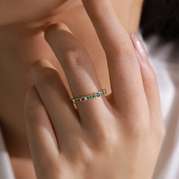 Dopamine Rainbow CZ Ring in Gold Vermeil – S925 Sterling Silver, Bold & Joyful - Image 4