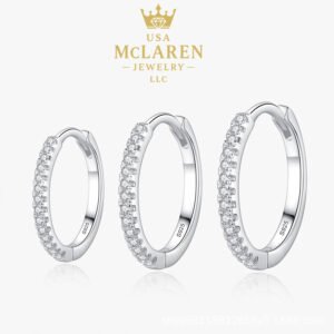 925 Sterling Silver Minimalist Pave Hoop Earrings – Elegant Everyday Style