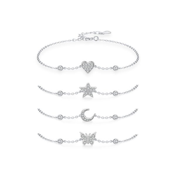 Sweetheart Charm Bracelet in S925 Sterling Silver – Hearts, Stars & Butterflies - Image 5