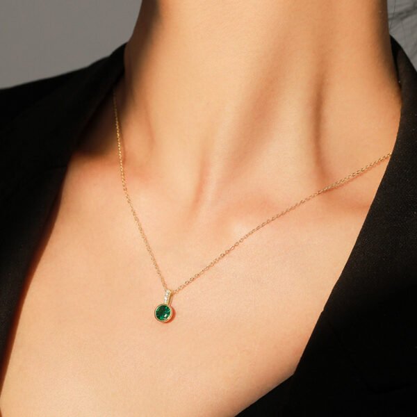 Elegant Aquamarine CZ Pendant Necklace in S925 Sterling Silver - Image 6