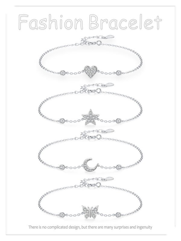 Sweetheart Charm Bracelet in S925 Sterling Silver – Hearts, Stars & Butterflies - Image 9