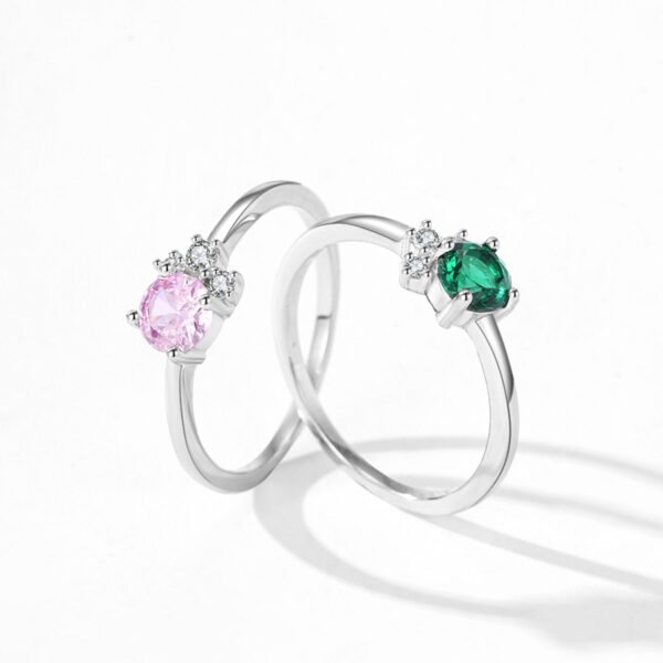 Elegant S925 Sterling Silver New Romantic Pink Zircon Ring Women's Simple Sweet All-match High-grade Finger Ring - Image 4