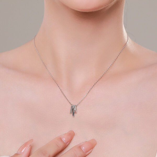 s925 Sterling Silver Necklace Women's European and American ins Fashion Internet Celebrity Geometric Pendant Clavicle Chain Summer New Cross-border Necklace - Image 2