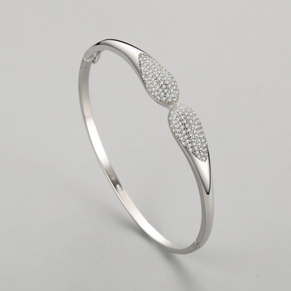 S925 silver bracelet women's Korean-style niche design light luxury bow bracelet elegant high-grade diamond-embedded open bracelet - Image 4