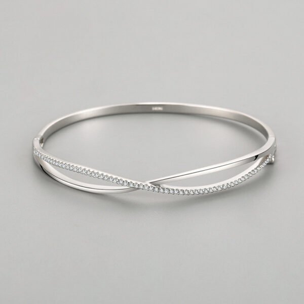 s925 sterling silver bracelet women's Japanese and Korean fashion Cross diamond opening bracelet temperament Joker hand jewelry a generation of hair - Image 3