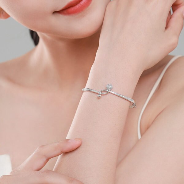 S925 Sterling Silver Cross Bracelet Women's European and American Diamond-encrusted Fashion Ins Bracelet Sweet High-grade Electroplated Platinum Handpiece - Image 2