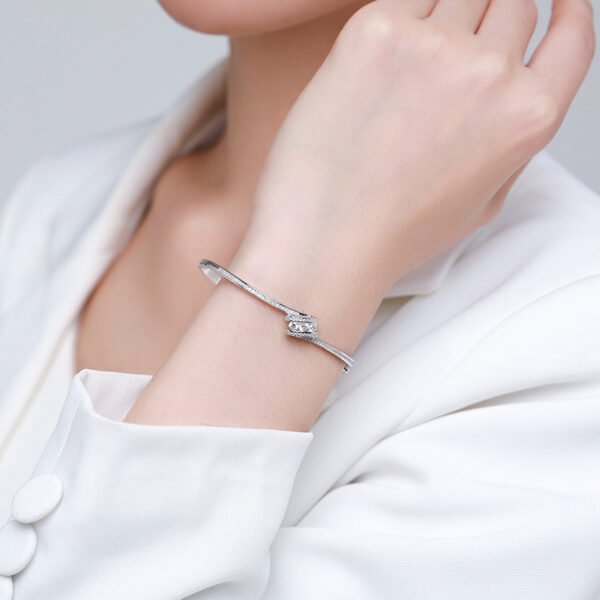 s925 Silver Bracelet Women's Korean Temperament Diamond-encrusted Niche Design Open-ended Bracelet ins Internet Celebrity High-end Hand Jewelry - Image 2