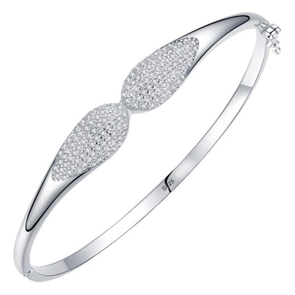 S925 silver bracelet women's Korean-style niche design light luxury bow bracelet elegant high-grade diamond-embedded open bracelet
